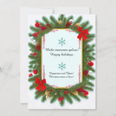 Feestelijk Kerst Lijst met Pine Branches Feestdagenkaart (Voorkant)