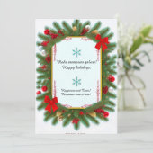 Feestelijk Kerst Lijst met Pine Branches Feestdagenkaart (Staand voorkant)