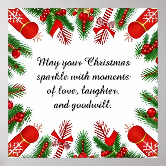 Feestelijk Kerst Lijst met Pine Branches Poster (Voorkant)