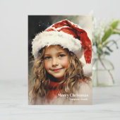 Feestelijk Kerst  meisje met holly berry Feestdagenkaart (Staand voorkant)