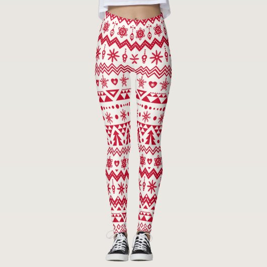 Feestelijk Kerst naadloos patroon. Leggings (Voorkant)