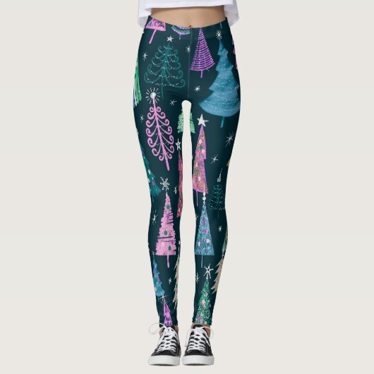 Feestelijk Kerst Nieuwjaar Patroon Leggings (Voorkant)