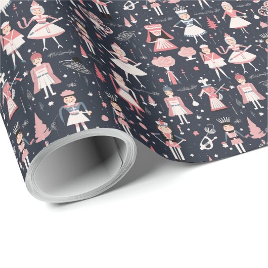 Feestelijk Kerst Notenkraker thema patroon Cadeaupapier (Rol Hoek)