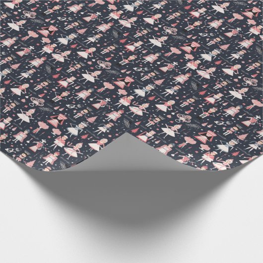 Feestelijk Kerst Notenkraker thema patroon Cadeaupapier (Hoek)