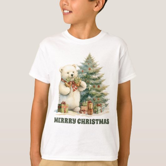 Feestelijk Kerst polar beer tekst toevoegen T-Shir T-shirt (Voorkant)