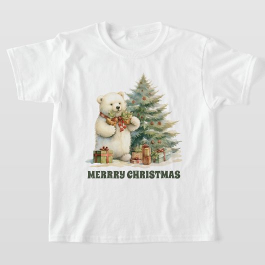 Feestelijk Kerst polar beer tekst toevoegen T-Shir T-shirt (Laagn)