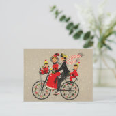 Feestelijk Kerst retro  Familiefietsen Feestdagenkaart (Staand voorkant)