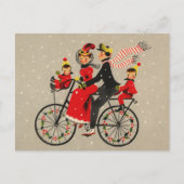 Feestelijk Kerst retro  Familiefietsen Feestdagenkaart (Voorkant)