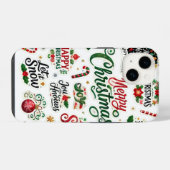 Feestelijk Kerst sticker Collectie – grillig H iPhone Hoesje (Achterkant horizontaal)