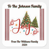 Feestelijk Kerst sticker met bomen (Voorkant)