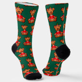 Feestelijk Kerst Teddybeerontwerp Sokken (Gebogen)