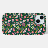 Feestelijk kerst-winterpatroon in groen Case-Mate iPhone case (Achterkant (horizontaal))