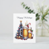 Feestelijk kerstbier aanpasbaar feestdagenkaart (Staand voorkant)