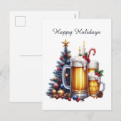 Feestelijk kerstbier aanpasbaar feestdagenkaart (Voorkant / Achterkant)