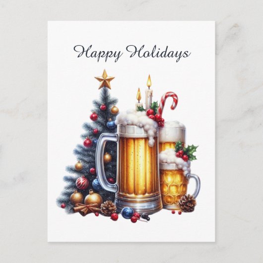 Feestelijk kerstbier aanpasbaar feestdagenkaart (Voorkant)