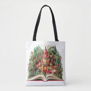 Feestelijk kerstboek ontwerp tote bag