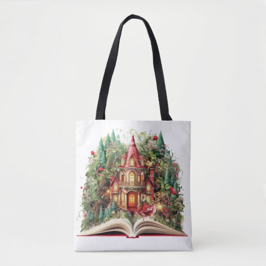 Feestelijk kerstboek ontwerp tote bag (Voorkant)