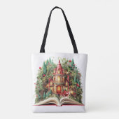 Feestelijk kerstboek ontwerp tote bag (Achterkant)