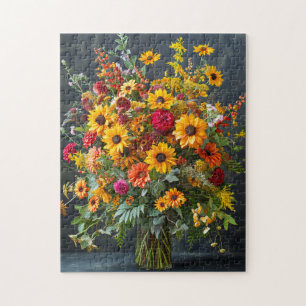 Feestelijk kerstboeket met dennen en poinsettia legpuzzel