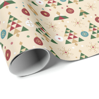 Feestelijk kerstboomornamentpatroon cadeaupapier