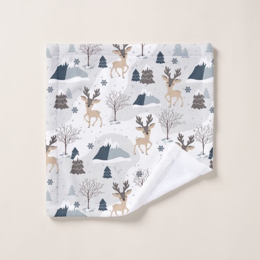 Feestelijk Kerstbos rendier Bad Handdoek (Wasdoekje)