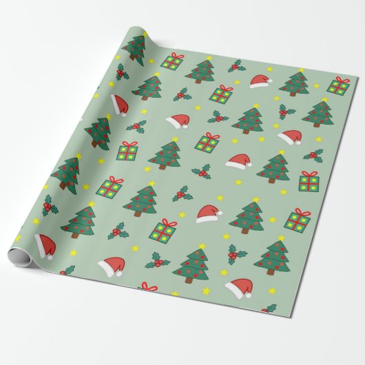 Feestelijk kerstcadeaupapier cadeaupapier (Uitgerold)