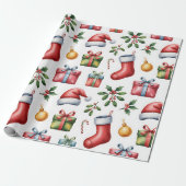 Feestelijk kerstcadeaupapier cadeaupapier (Uitgerold)
