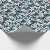  feestelijk kerstdorp cadeaupapier (Hoek)