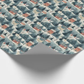  feestelijk kerstdorpspatroon cadeaupapier (Hoek)