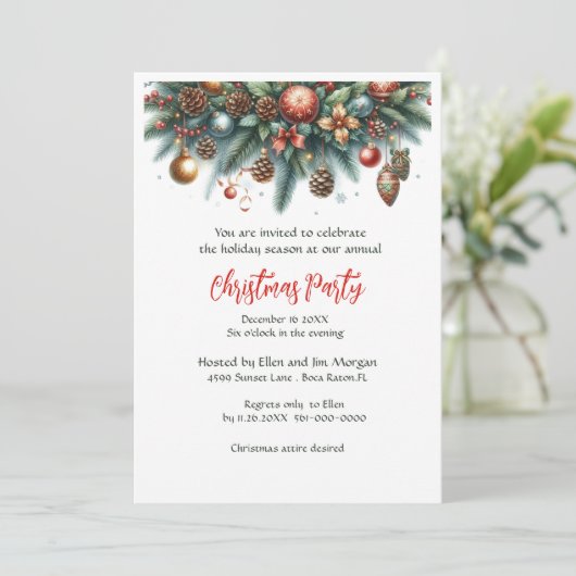 Feestelijk kerstfeest in Garland Kaart (Staand voorkant)