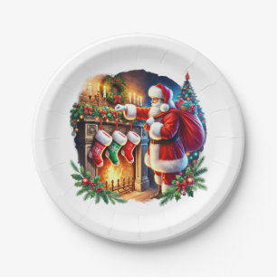 Feestelijk kerstfeest papieren bordje
