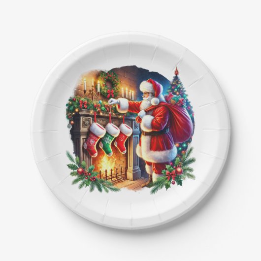 Feestelijk kerstfeest papieren bordje (Voorkant)