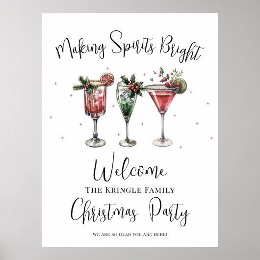 Feestelijk kerstfeest welkomstbord poster (Voorkant)