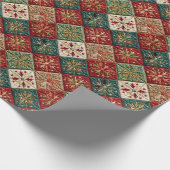 Feestelijk kerstgewatteerd patroon cadeaupapier (Hoek)