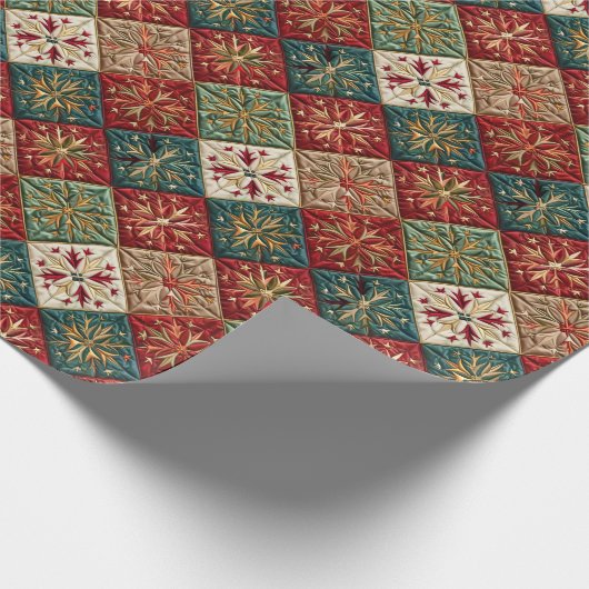 Feestelijk kerstgewatteerd patroon cadeaupapier (Hoek)