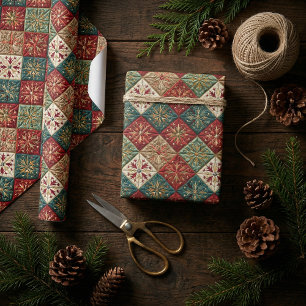Feestelijk kerstgewatteerd patroon cadeaupapier