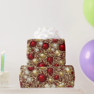 Feestelijk kerstglitterpatroon cadeaupapier
