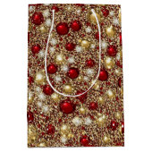 Feestelijk kerstglitterpatroon medium cadeauzakje (Voorkant)