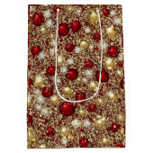 Feestelijk kerstglitterpatroon medium cadeauzakje (Achterkant)