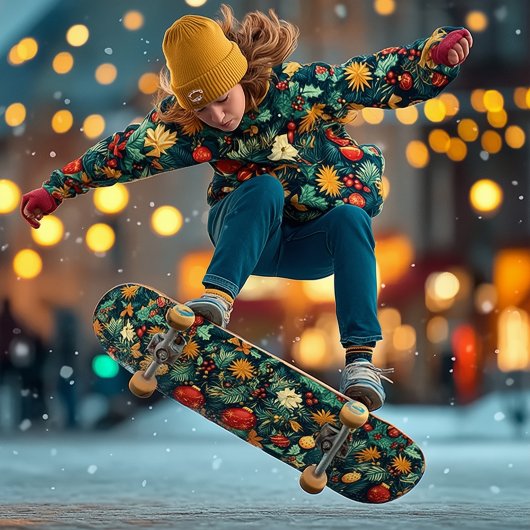 Feestelijk Kerstgroen met Ornamenten Persoonlijk Skateboard
