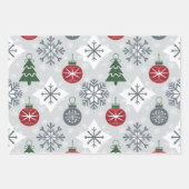 Feestelijk kerstinpakpapier met sneeuwvlokken inpakpapier vel (Voorkant 3)