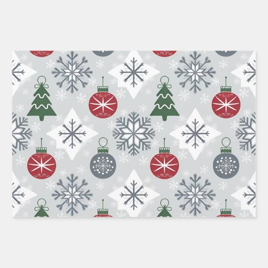 Feestelijk kerstinpakpapier met sneeuwvlokken inpakpapier vel (Voorkant 3)