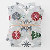 Feestelijk kerstinpakpapier met sneeuwvlokken inpakpapier vel (In situ)