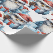 Feestelijk kerstinpakpapier versierd met uilen cadeaupapier (Hoek)