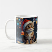 Feestelijk kerstkatje met kerstmuts koffiemok (Links)