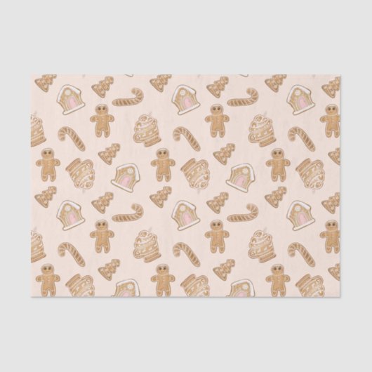 feestelijk kerstkeukenkoekjespatroon tissuepapier (Voorkant)