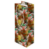 Feestelijk kerstkoekjes patroon wijn cadeautas (Achterkant Gekanteld)