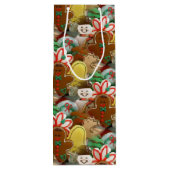 Feestelijk kerstkoekjes patroon wijn cadeautas (Achterkant)