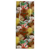 Feestelijk kerstkoekjes patroon wijn cadeautas (Voorkant)