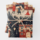 Feestelijk kerstmarktpatroon inpakpapier vel (In situ)